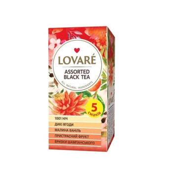 Чай (25 ф/п х 2 г) Lovare чорный асорті 5 смаків