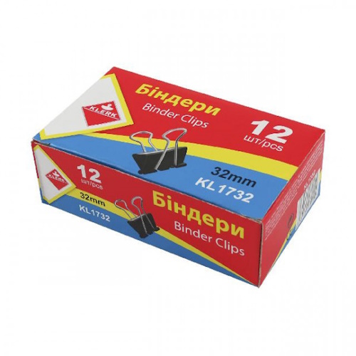 Біндер 32мм (12шт) чорний, KL1732