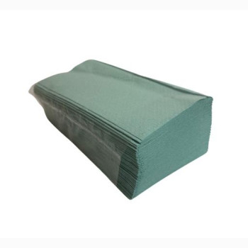 Полотенца бумажные макулатурные (230*240мм/200шт) 1-но слойн, V сложение зеленые