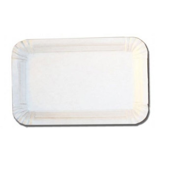 Тарілка картонна, біла, без ламінованого покриття, прямокутна 130*190мм, (100шт/пак)