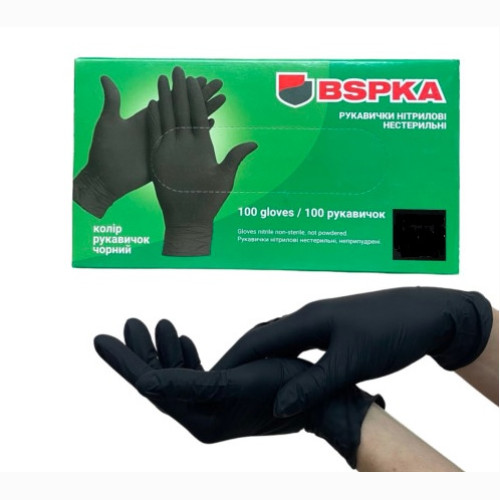 Перчатки нитриловые не опудр. М (100 шт) черная BSPKA
