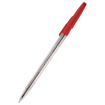 Ручка кулькова, корпус прозорий, червона, (0,7мм) DB2051-06