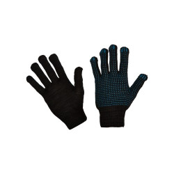 Перчатки трикотажные с ПВХ  черные 10-й класс (четыре нити)  размер 10