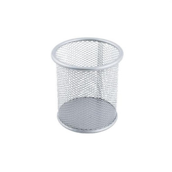 Подставка-стакан для ручек, метал, круглая серебряная KL0900-S