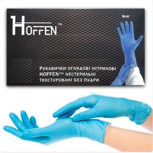 Перчатки нітрилові не опудрені р.XL (100 шт) чорні HOFFEN