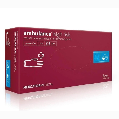 Рукавички латексні розмір L (8-9) в упаковці 25 пар HIGH RISK Ambulance