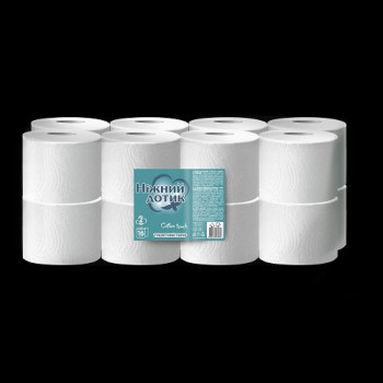 Туалетная бумага, целлюлозная, белая (90мм*125мм /16м) 2-х слойн (16шт) ТМ "Ніжний дотик"