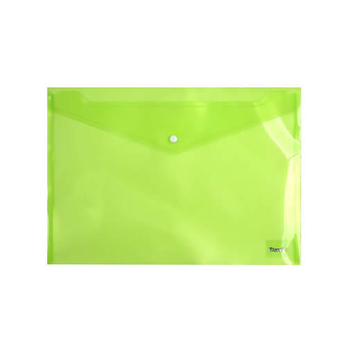 Папка на кнопці  А4, прозора, зелена, глянцева, 180мкн,1402-25-а