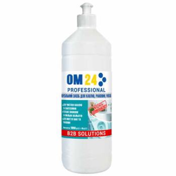 Средство (1000 мл) для мытья и дезинфекции сантехники ОМ24. Содержит соляную кислоту