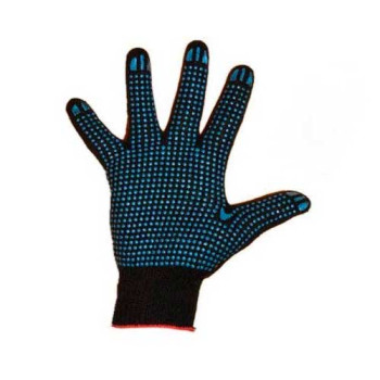 Перчатки трикотажные с ПВХ  черные 10-й класс (пять нитей)  размер 10 SG-305/SG-502
