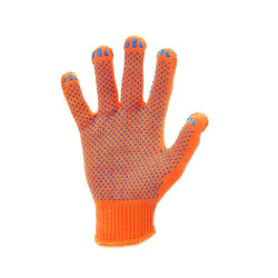 Перчатки трикотажные с ПВХ  оранжевые 10-й класс (три нити)  размер 10 SG-307/303 