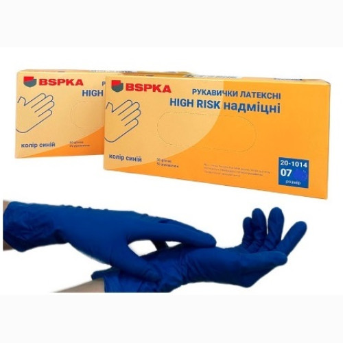 Рукавички латексні розмір М (7-8) 1 пара HIGH RISK BSPKA