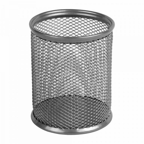 Подставка-стакан для ручек, метал, круглая серебряная Ах2110-03/21-A