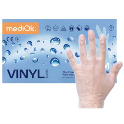 Перчатки виниловые не опудренные, XL (100 шт) прозрачные, mediOk