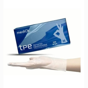 Перчатки полиэтиленовые TPE без покрытия 1 уп (200 шт)  р M 