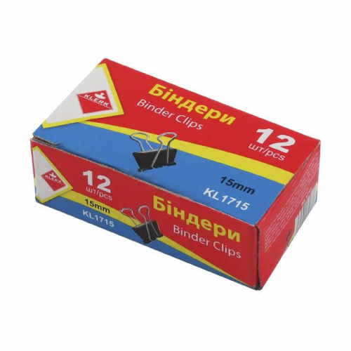 Біндер 15мм (12шт) чорний, KL1715