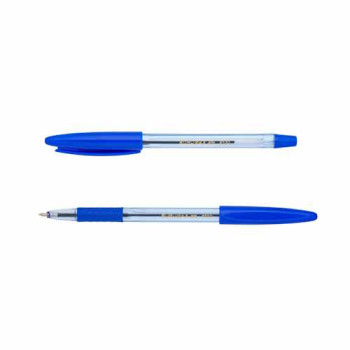 Ручка шариковая (0,5) синяя, корпус прозрачный с гриппом  BM.8100-01