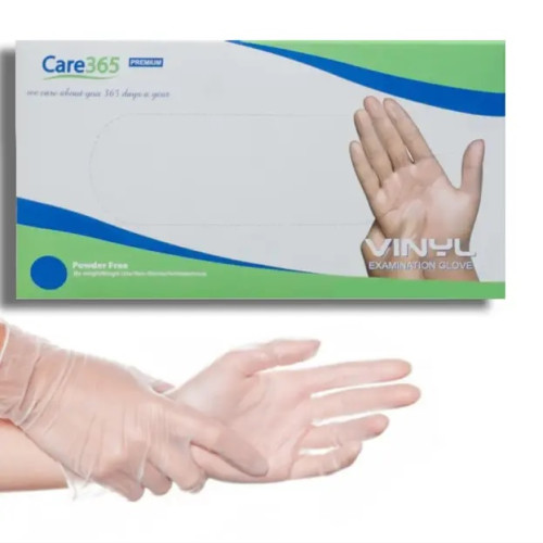 Перчатки виниловые не опудренные р.L (100 шт) прозрачные CARE 365