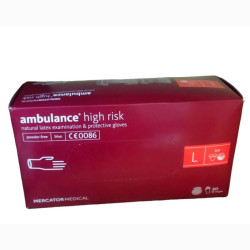 Рукавички латексные, размер L, пара, в индивидуальной упаковке HIGH RISK Ambulance