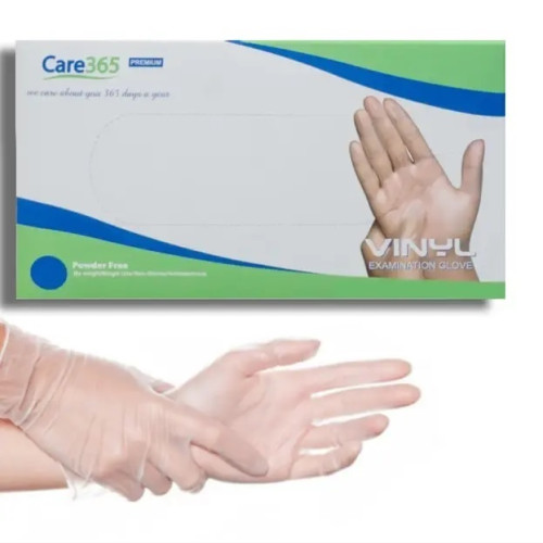 Перчатки вінілові не опудрені р.XL (100 шт) прозорі CARE 365